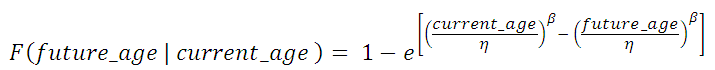 Conditional Weibull Distribution Cumulative Probability of Failure