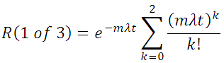 R(t) function for m of n units required, where n-m are cold spares