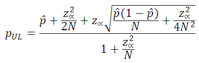 Equation to calculate binominal single-sided upper confidence interval
