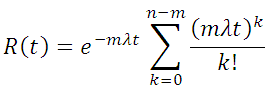 R(t) function for m of n units required, where n-m are cold spares